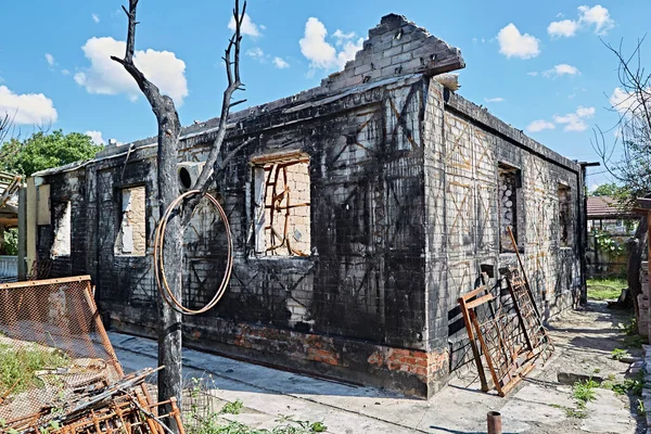 Черниговская Украина 2022 Вид Разрушенных Домов Улицу После Воздушного Налета — стоковое фото
