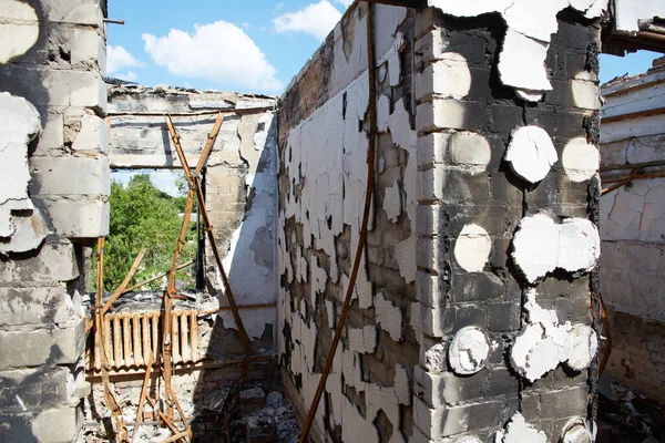Chernihiv Ucrania 2022 Vista Desde Las Casas Ruinas Calle Después — Foto de Stock