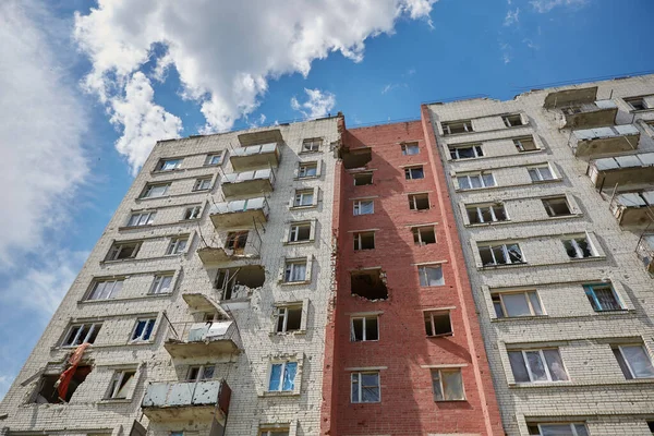 Чернигов Украина Июня 2022 Года Война Украине Разрушенный Многоэтажный Дом — стоковое фото