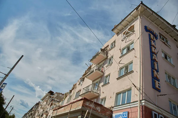Chernihiv Ουκρανία Ιουνίου 2022 Συνέπειες Της Έκρηξης Του Ξενοδοχείου Ουκρανία — Φωτογραφία Αρχείου