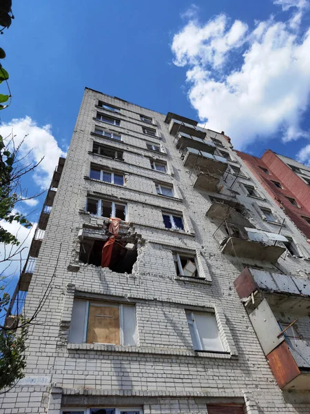 Chernihiv Ucrânia Junho 2022 Guerra Ucrânia Casa Estragada Danificada Vários — Fotografia de Stock