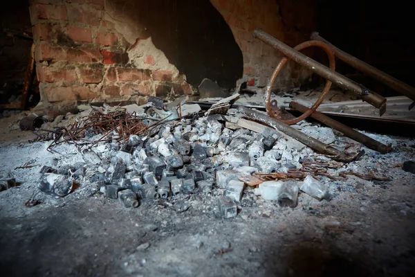 Abandoned Building Fire Shallow Dof — Stock Photo, Image