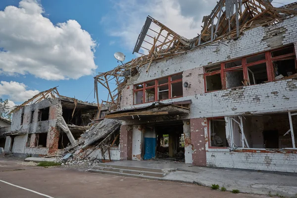 Поврежденные Разрушенные Дома Чернигове Киевом Севере Украины — стоковое фото