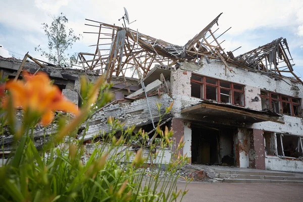 Damaged Ruined Houses Chernihiv Kyiv North Ukraine — Stock Photo, Image