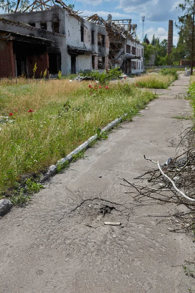 Casas Danificadas Ruínas Chernihiv Perto Kiev Norte Ucrânia — Fotografia de Stock