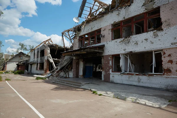 Damaged Ruined Houses Chernihiv Kyiv North Ukraine — Stock Photo, Image