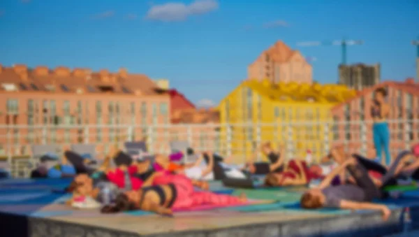 Blurred Background Peoples Playing Yoga — Stock Photo, Image