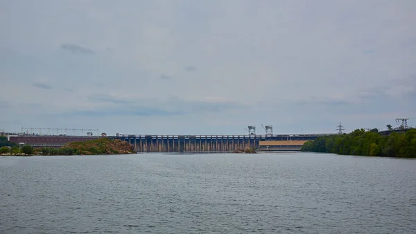 View Dneproges Zaporozhye Hydroelectric Power Station Dnipro River Ukraine Power — Stock fotografie