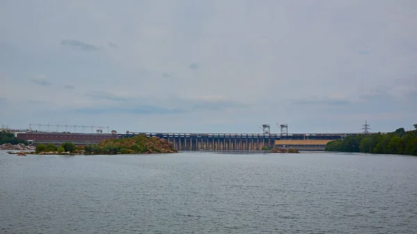 View Dneproges Zaporozhye Hydroelectric Power Station Dnipro River Ukraine Power — Stock Photo, Image