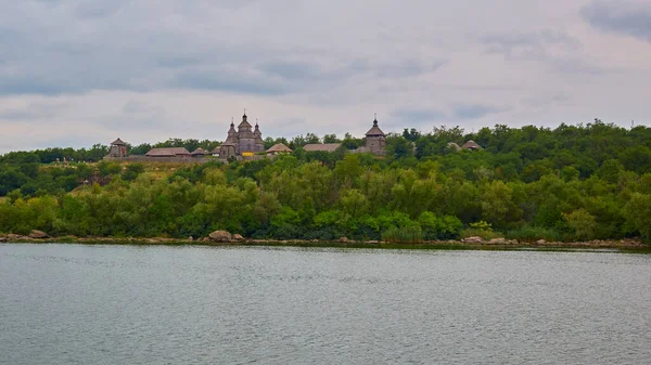 View Wooden Church National Reserve Zaporizhzhia Sich Island Khortytsia Zaporizhzhia — Foto Stock