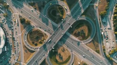 Motor vehicle roundabout from above. Kyiv 2022