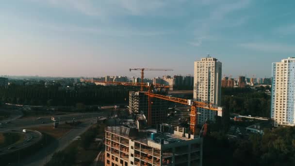 Construction Crane Building Blue Sky Kyiv Ukraine — 비디오