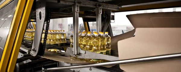 Factory Production Edible Oils Shallow Doff Selective Focus Ukraine — Foto Stock