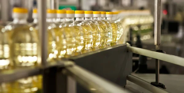 Factory Production Edible Oils Shallow Doff Selective Focus Ukraine — Stock fotografie