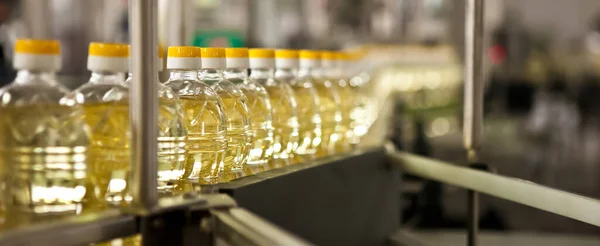 Factory Production Edible Oils Shallow Doff Selective Focus Ukraine — Fotografia de Stock