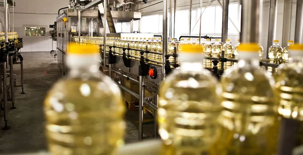 Factory Production Edible Oils Shallow Doff Selective Focus Ukraine — Stock Photo, Image