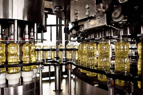 Factory Production Edible Oils Shallow Doff Selective Focus Ukraine — Zdjęcie stockowe