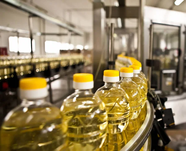 Factory Production Edible Oils Shallow Doff Selective Focus Ukraine — Stockfoto