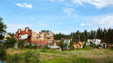 Moshchun, Ukraine - August 25, 2022: For more than a month there were battles between Ukrainian and russian occupant forces in the vicinity of the village of Moshun in the Kiev region