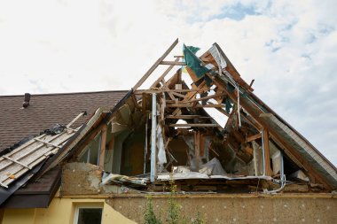 Moshchun, Ukraine - August 25, 2022: For more than a month there were battles between Ukrainian and russian occupant forces in the vicinity of the village of Moshun in the Kiev region