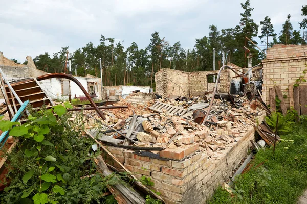 Moshchun, Ukraine - August 25, 2022: For more than a month there were battles between Ukrainian and russian occupant forces in the vicinity of the village of Moshun in the Kiev region