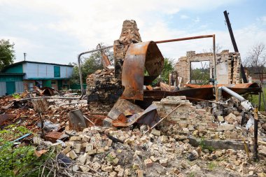 Moshchun, Ukraine - August 25, 2022: For more than a month there were battles between Ukrainian and russian occupant forces in the vicinity of the village of Moshun in the Kiev region