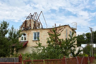 Moshchun, Ukraine - August 25, 2022: For more than a month there were battles between Ukrainian and russian occupant forces in the vicinity of the village of Moshun in the Kiev region