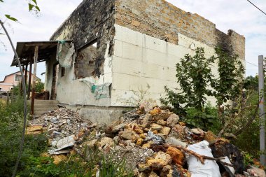 Moshchun, Ukraine - August 25, 2022: For more than a month there were battles between Ukrainian and russian occupant forces in the vicinity of the village of Moshun in the Kiev region