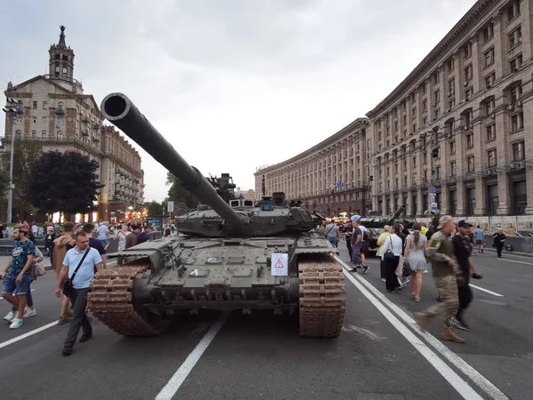 Kiev Ucrânia Agosto 2022 Exposição Equipamento Militar Russo Destruído Praça — Fotografia de Stock