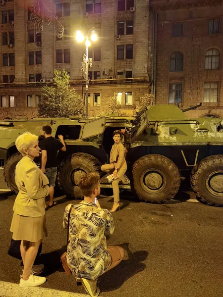 Kiev Ucrânia Agosto 2022 Exposição Equipamento Militar Russo Destruído Praça — Fotografia de Stock