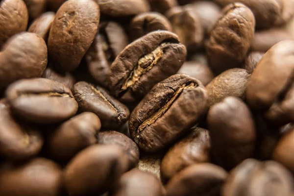 Nahaufnahme Von Braun Geröstetem Kaffee Hintergrund Schlamperei — Stockfoto