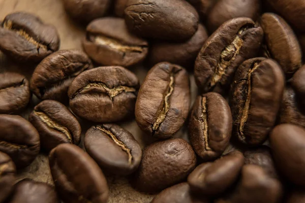 Closeup Brown Roasted Coffee Background Shllow Dof — Stock Photo, Image