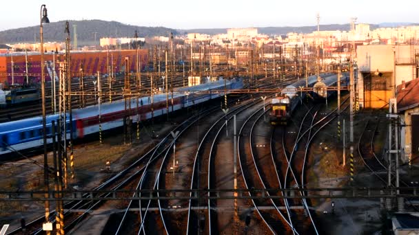 Estação de comboios na República Checa — Vídeo de Stock