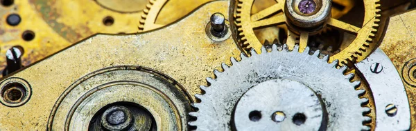 Éxito Empresarial Solución Banner Mecanismo Relojería Vintage Oro — Foto de Stock