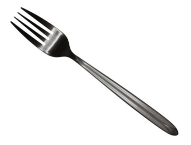Metal çatal beyaza izole edilmiş. Kırpma yolu dahil.