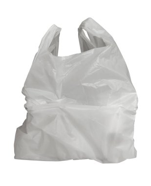 White shopping plastic bag isolated on white. Clipping Path included.