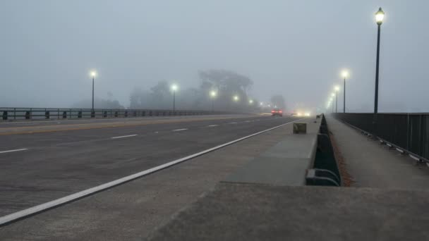 Timelapse Trafic Ceață Peste Autostrada Podul Noyo Fort Bragg8K — Videoclip de stoc