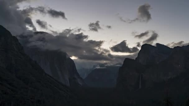 Vista Del Túnel Parque Nacional Yosemite Noche Día Hermoso Sol — Vídeos de Stock