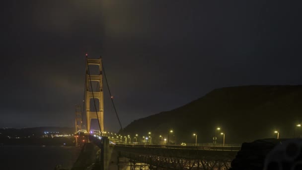 San Francisco California Astro Night Time Golden Gate Bridge Traffic — 비디오