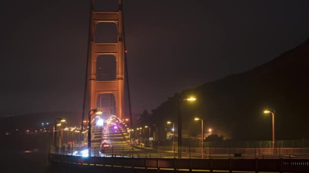 Golden Gate Bridge Traffico Notturno San Francisco Timelapse — Video Stock