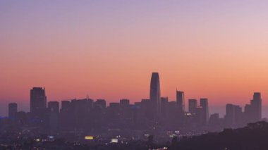 Güzel Gündoğumu Oakland Şehri Skyline Gecesi Bernal Tepeleri Zaman Çizelgesi