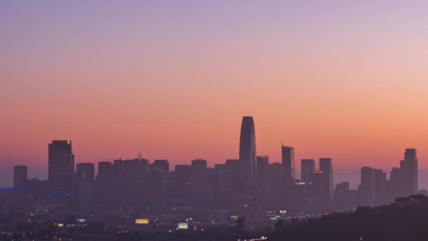 Beautiful Sunrise Oakland City Skyline Noite Dia Bernal Heights Timelapse — Vídeo de Stock