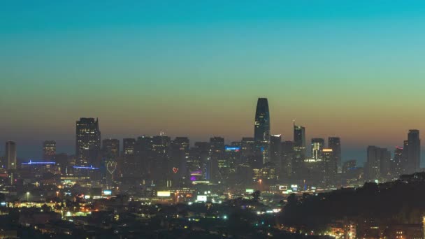 Όμορφη Ανατολή Oakland City Skyline Νύχτα Την Ημέρα Timelapse — Αρχείο Βίντεο