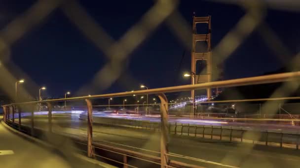 Golden Gate Bridge Tráfico Profundidad Superficial Del Campo Través Cerca — Vídeo de stock