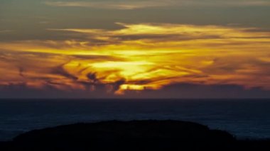Orange Sunset Ürkütücü Cadılar Bayramı Okyanusu Altın Saat Zamanlaması