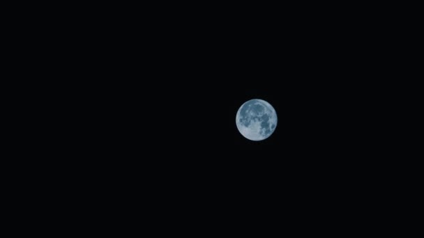 黑色天空中的大冷光蓝月亮天文时间的流逝 — 图库视频影像