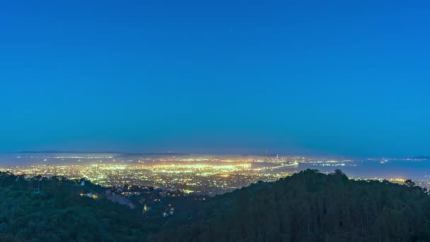 Weitwinkel Bay Area Sonnenaufgang Über Berkely Hills San Francisco Zeitraffer — Stockvideo