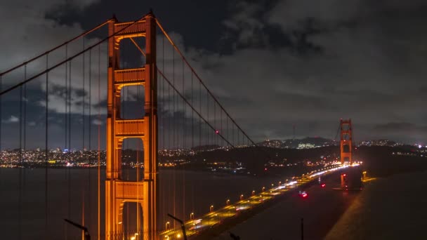 Puente Golden Gate Timelapse Noche Tráfico Con Horizonte San Francisco — Vídeos de Stock