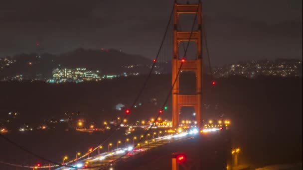 Night Timelapse Golden Gate Bridge Sutro Tower Facing Southsan Francisco — Vídeos de Stock