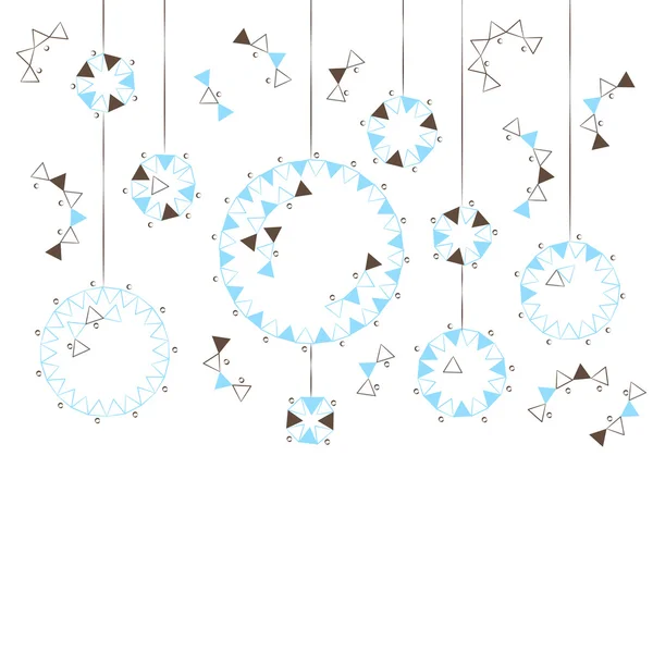 Bolas de Navidad azules y marrones sobre fondo blanco — Vector de stock